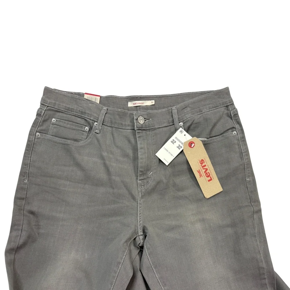 Levi's 505 Straight Jeans Womens 14M W32 L32 Grey New Mid Rise Denim